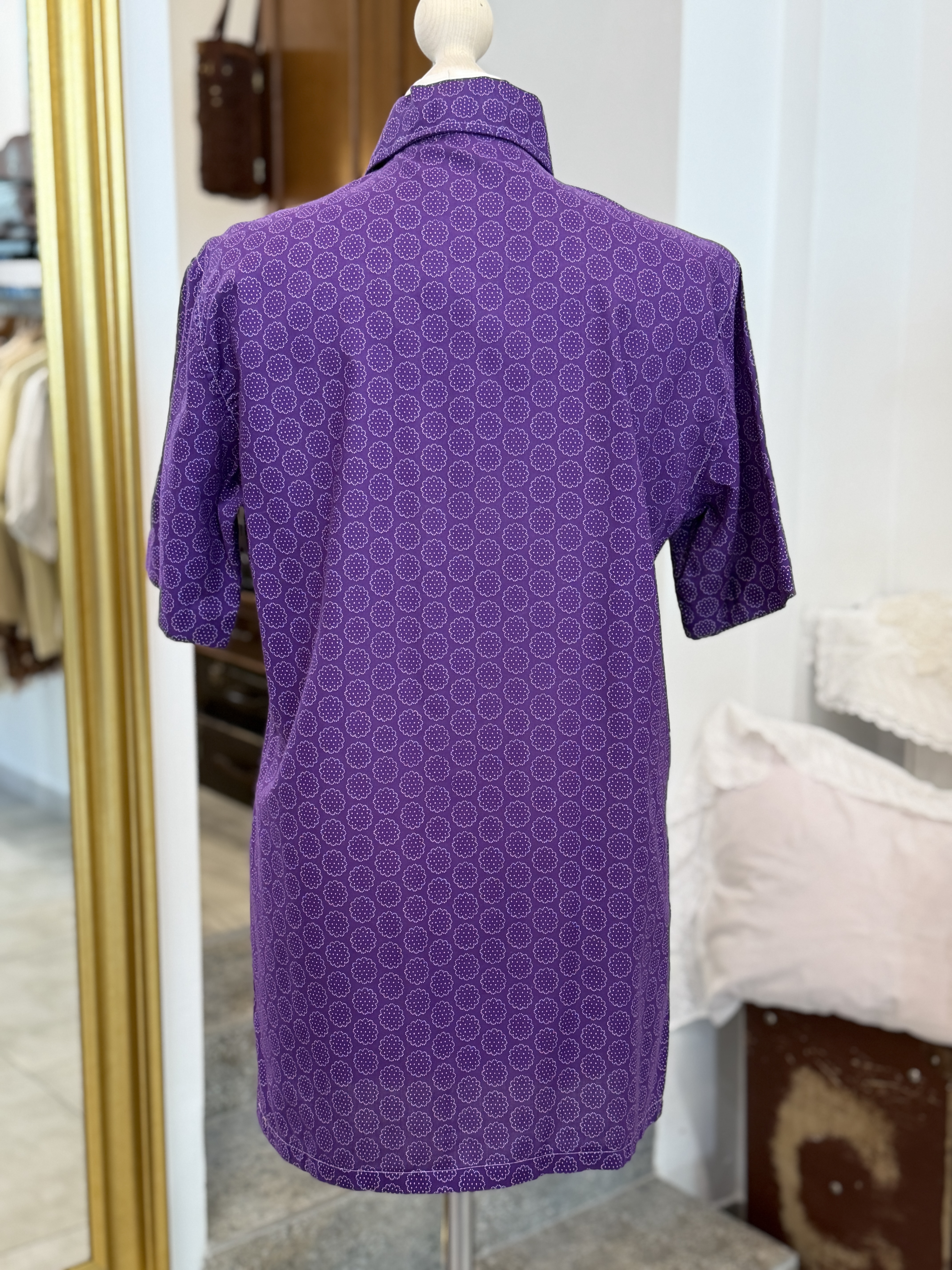 Francuska koszula vintage 100% bawełna L/XL fioletowa we wzór Made in France lata 70 (4)