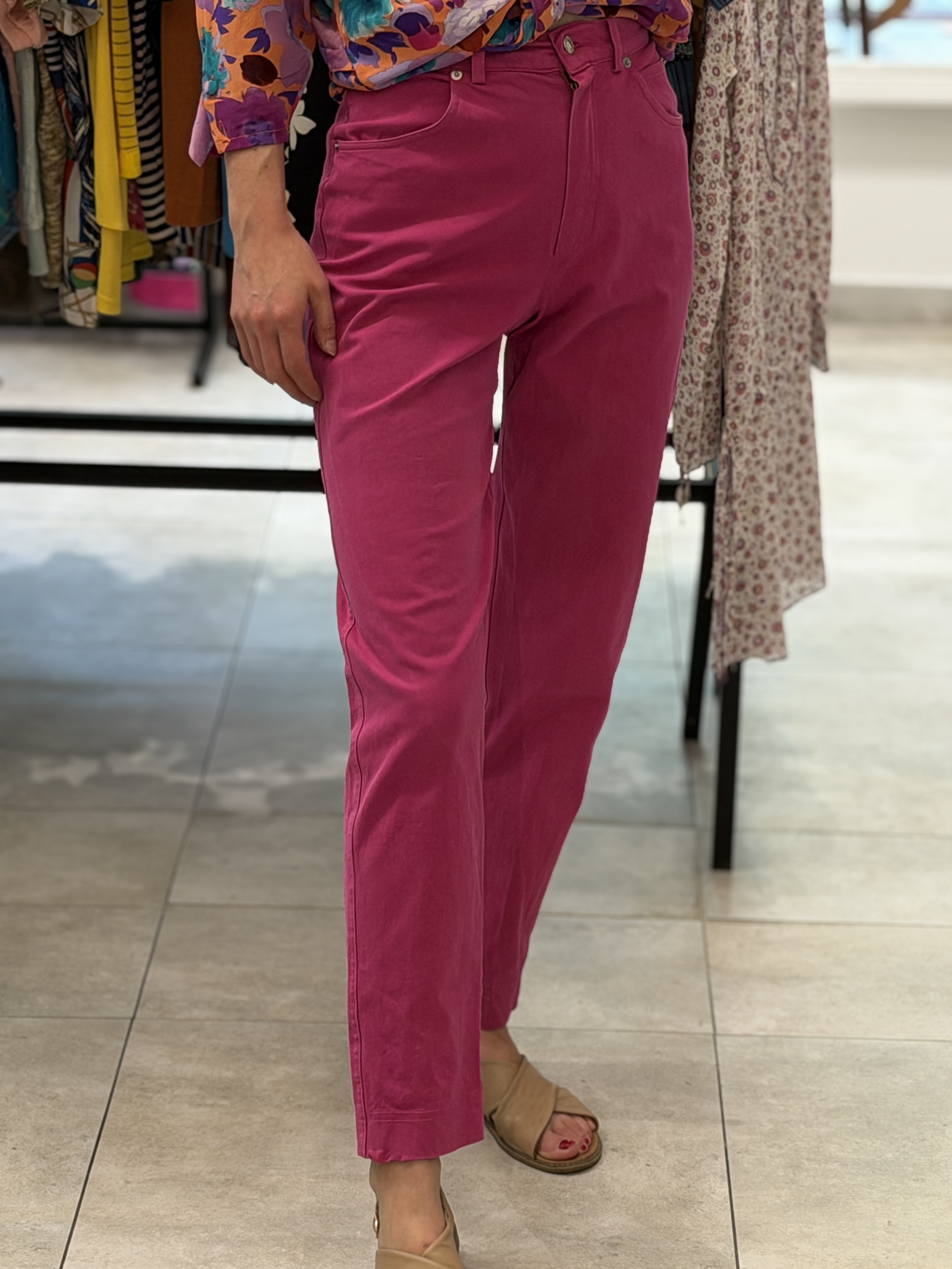 Weekend by Max Mara włoskie spodnie vintage fuksja Made in Italy wysoki stan bawełna M 90s