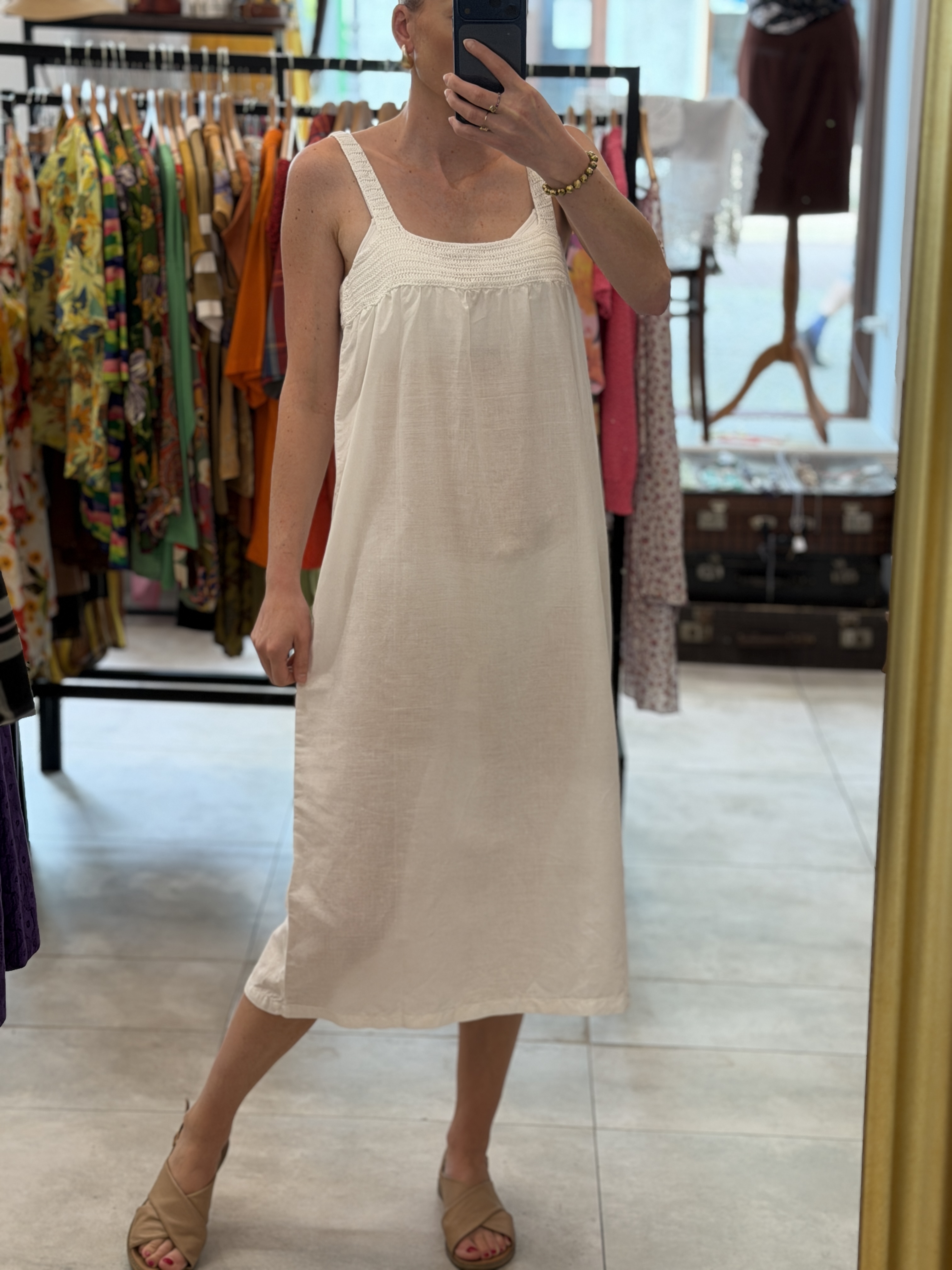 Biała bawełniana sukienka maxi szydełkowa boho cottagecore L XL (1)