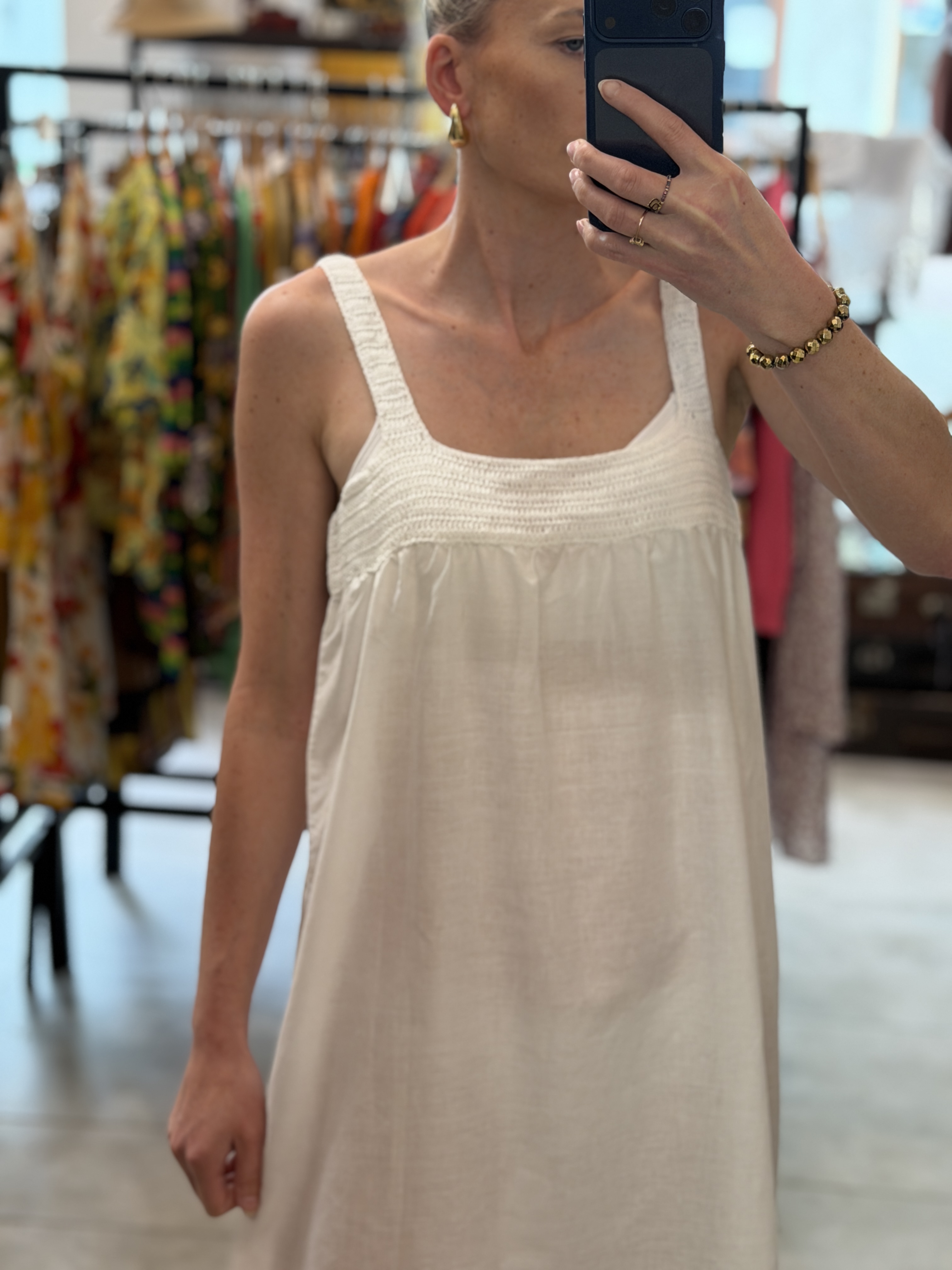 Biała bawełniana sukienka maxi szydełkowa boho cottagecore L XL (3)