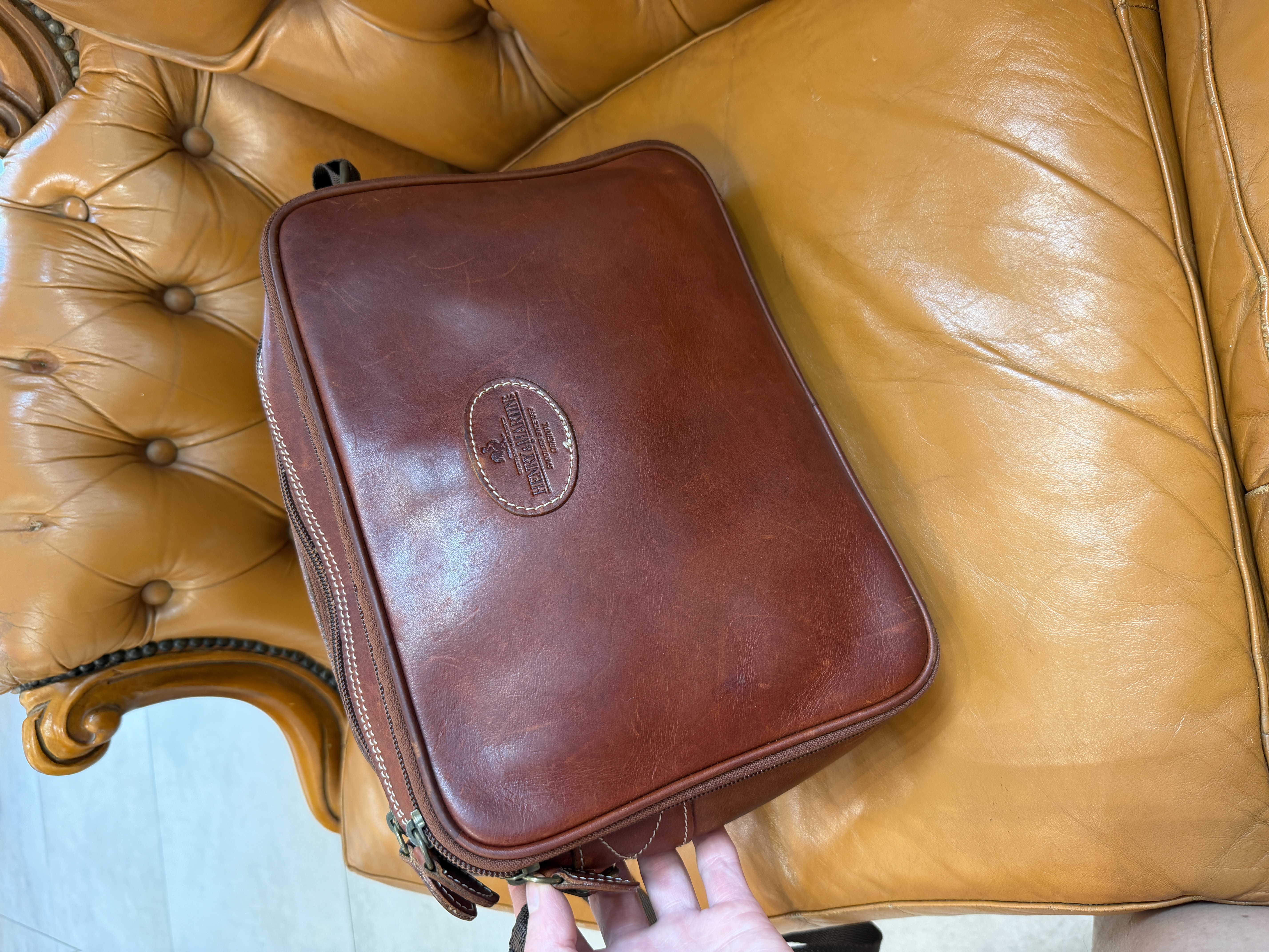 Włoska skórzana torba vintage Henry & Martin’s Made in Italy brązowa listonoszka (13)