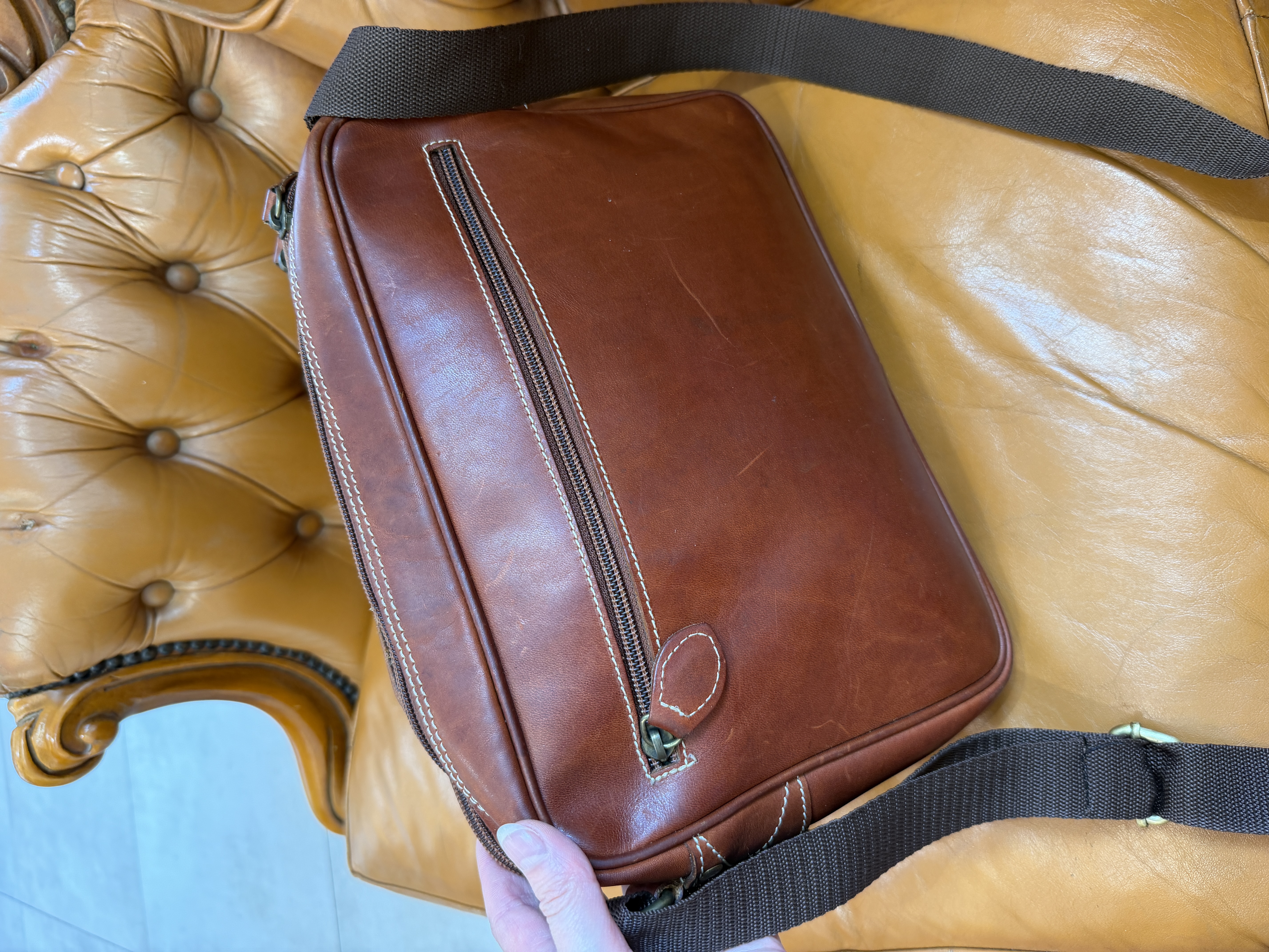 Włoska skórzana torba vintage Henry & Martin’s Made in Italy brązowa listonoszka (14)