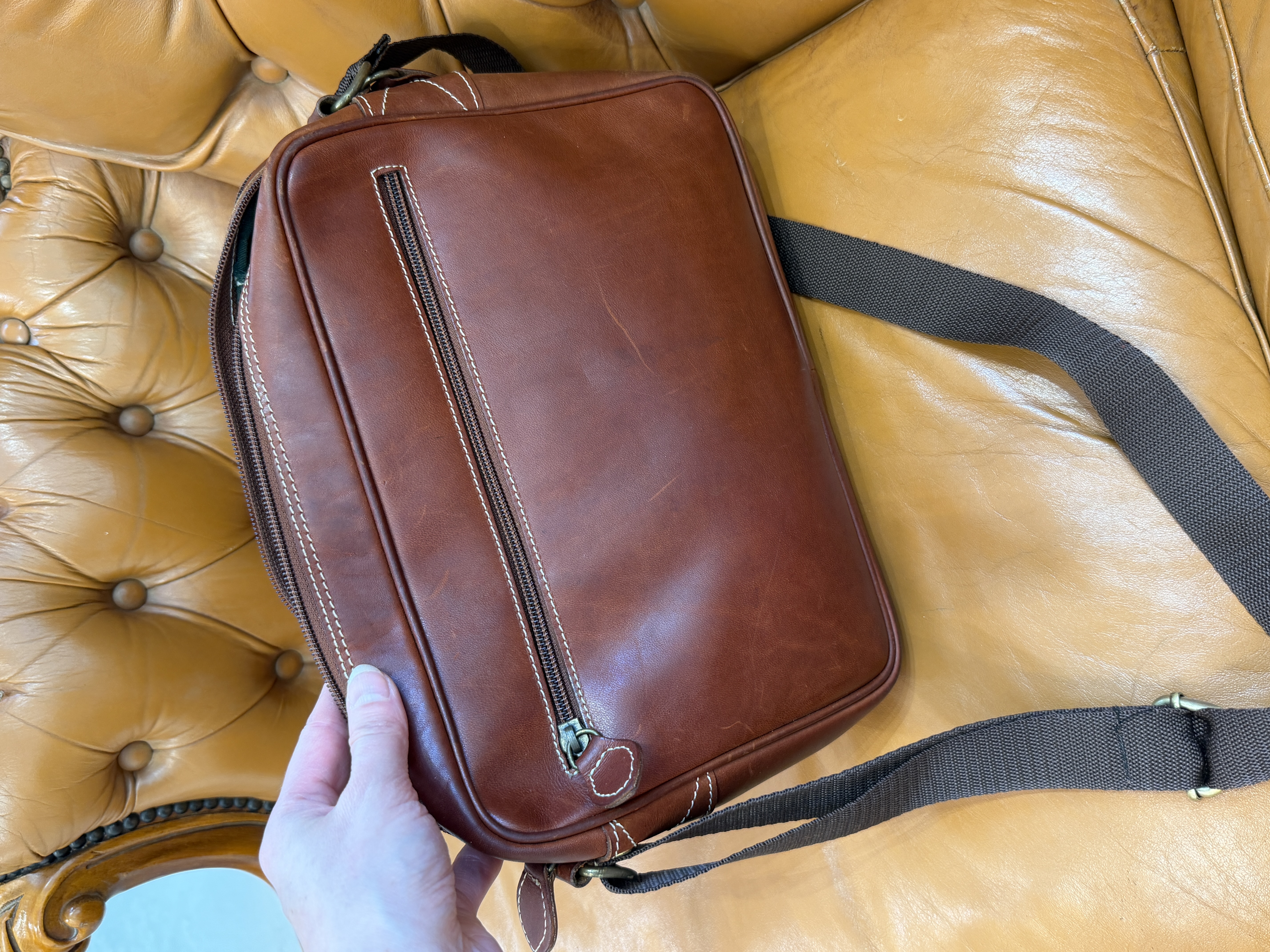 Włoska skórzana torba vintage Henry & Martin’s Made in Italy brązowa listonoszka (6)