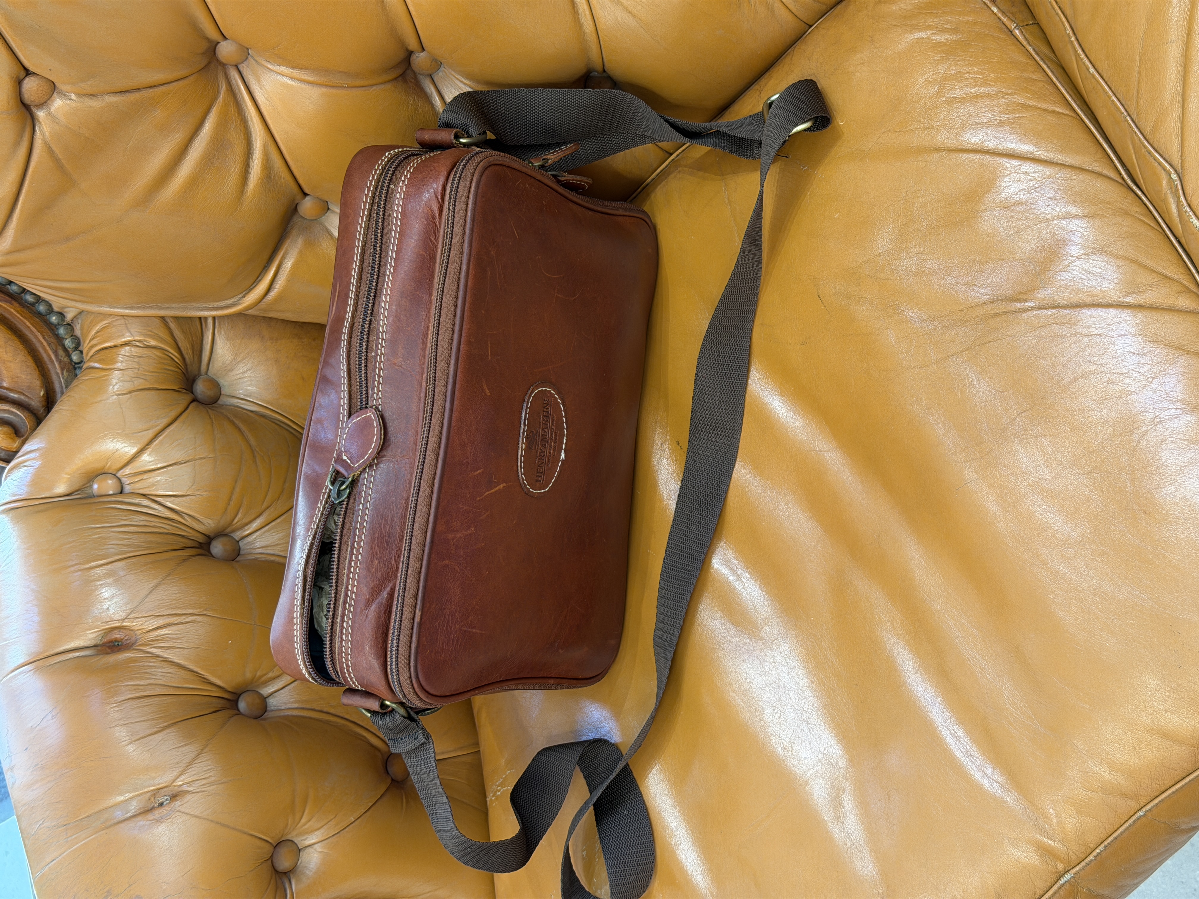 Włoska skórzana torba vintage Henry & Martin’s Made in Italy brązowa listonoszka (7)