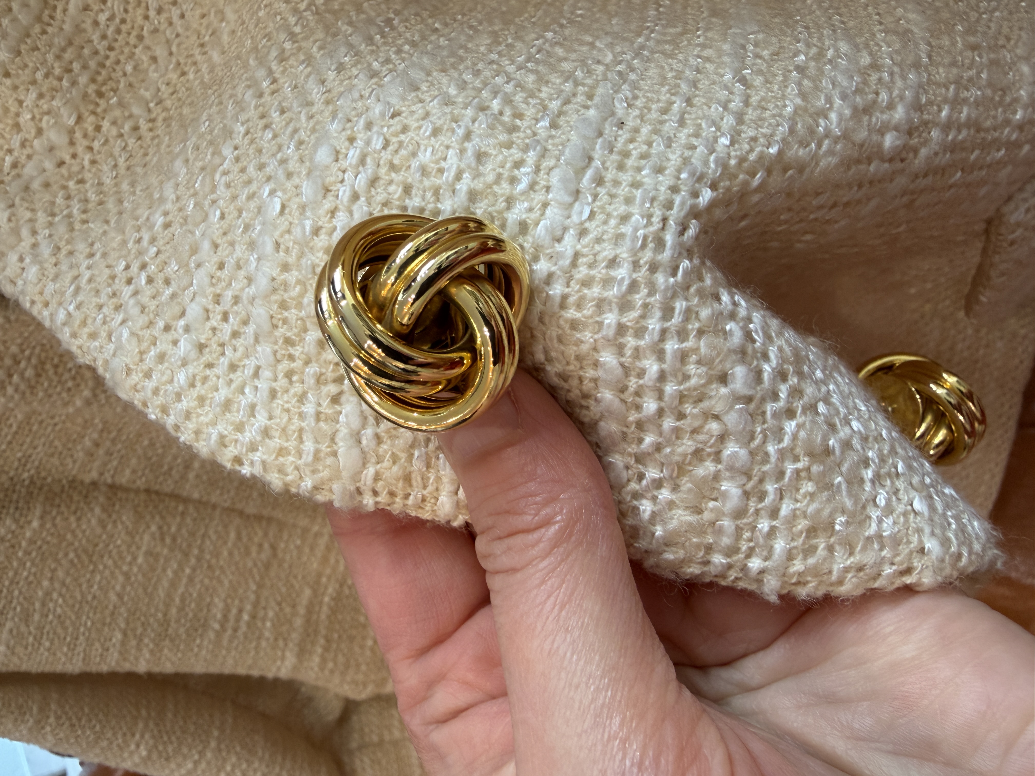 Komplet vintage bouclé sukienka i żakiet złote guziki lata 90 M/L (9)
