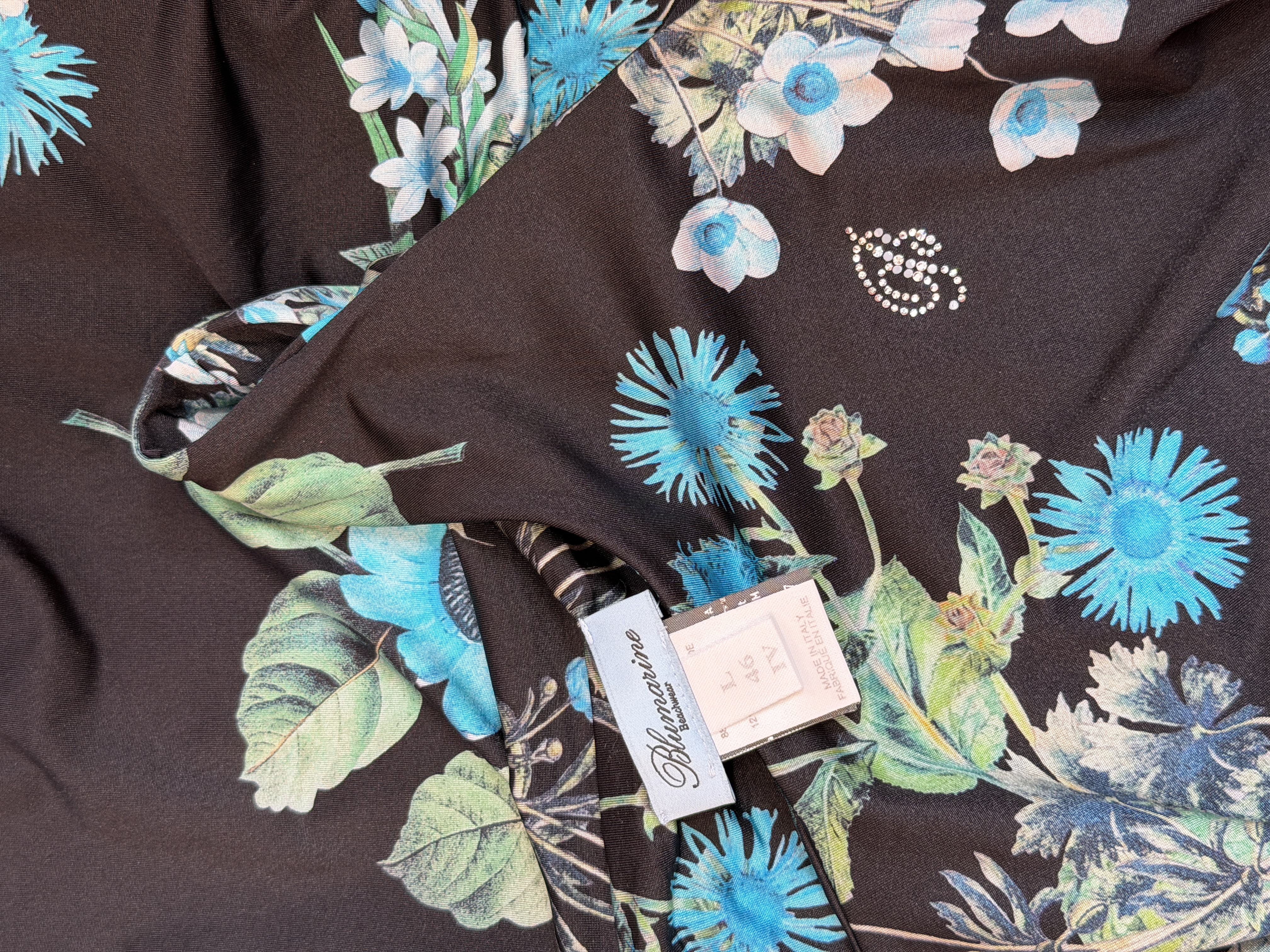 Blumarine Beachwear sukienka Made in Italy kwiatowy print kryształki L 46 (8)