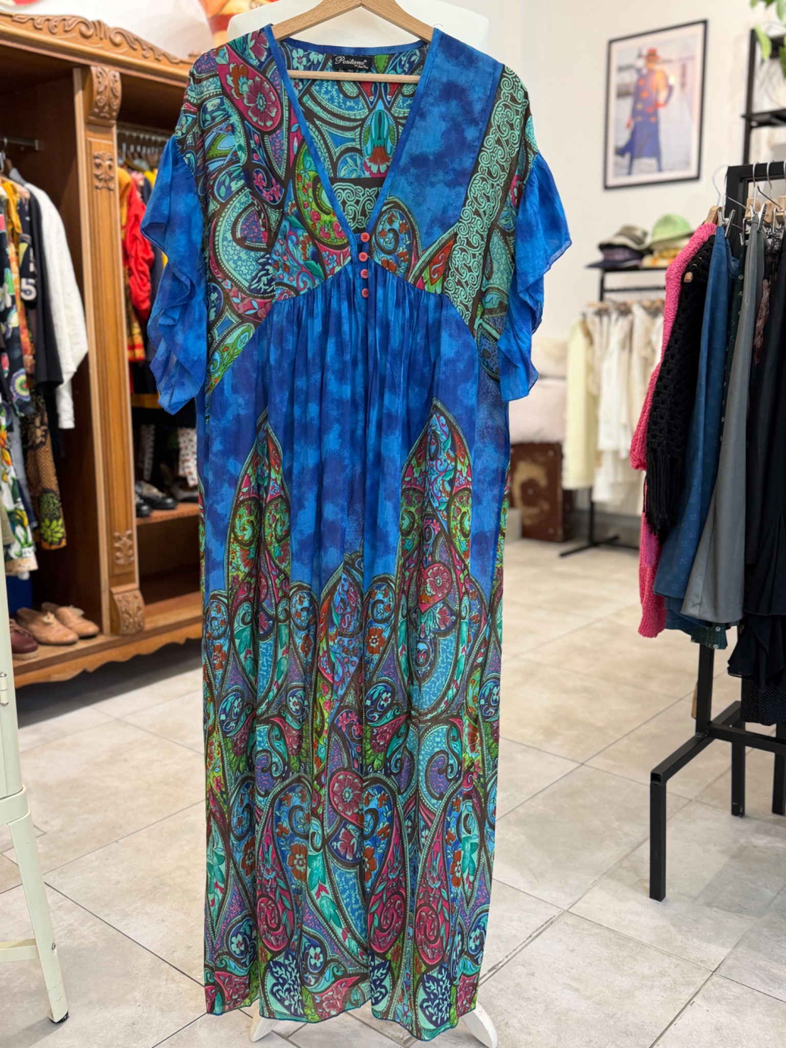 Sukienka maxi Positano by Jean Paul boho paisley oversize Free Size L do Xxl