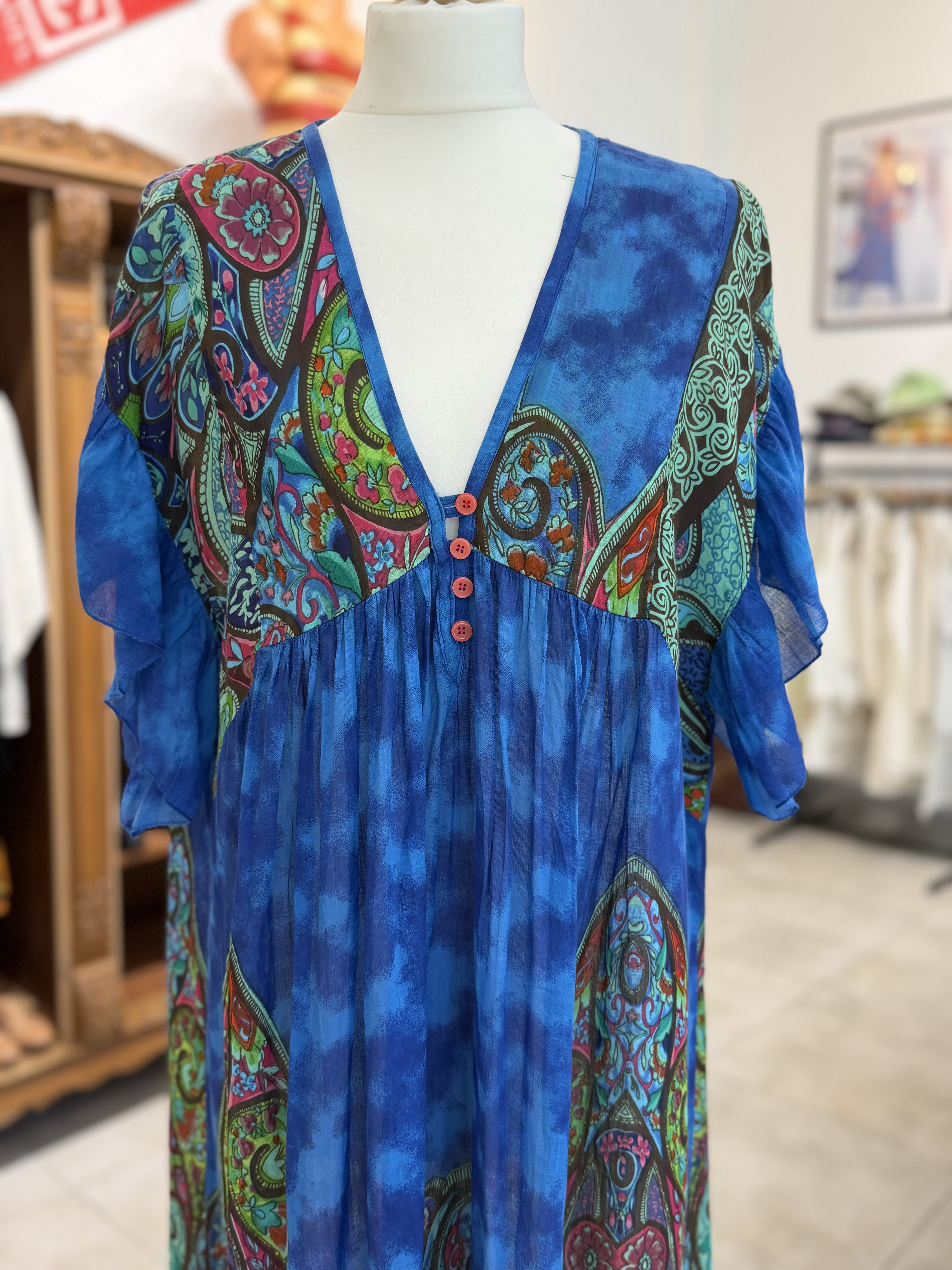 Sukienka maxi Positano by Jean Paul boho paisley oversize Free Size L do Xxl (7)