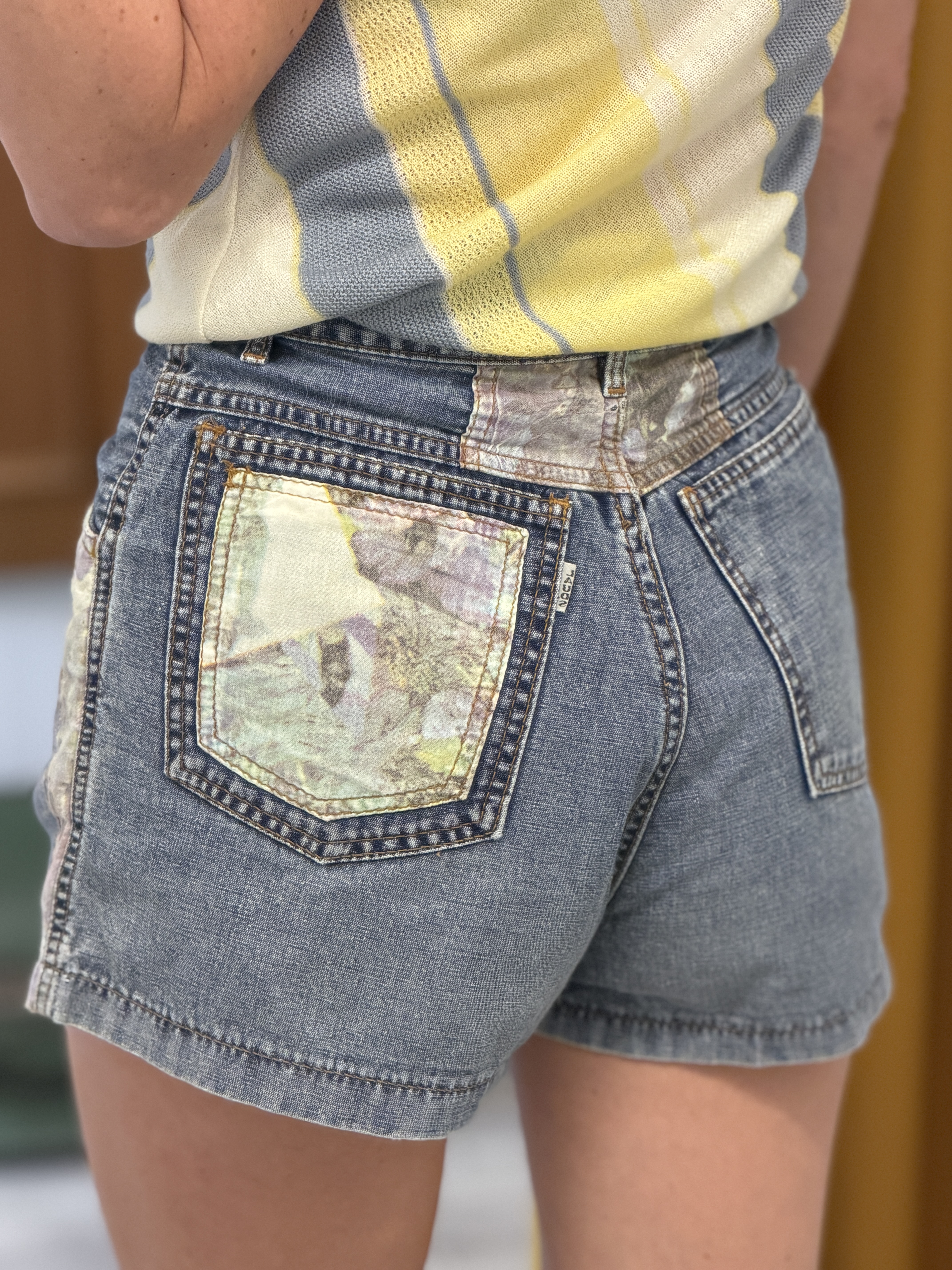 Szorty jeansowe vintage 90s Laud’s Italy wysoki stan bawełna S M (1)
