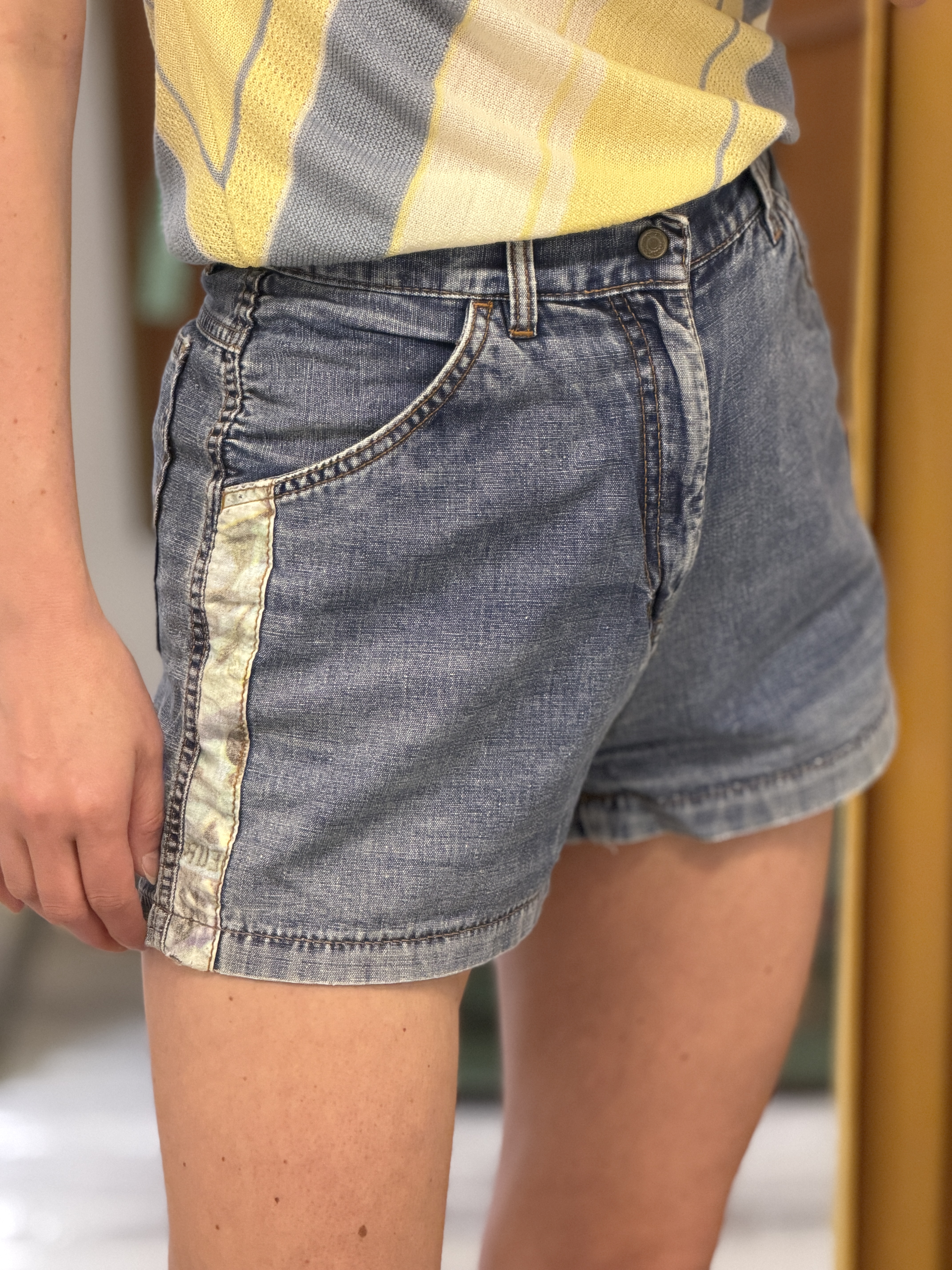 Szorty jeansowe vintage 90s Laud’s Italy wysoki stan bawełna S M (2)