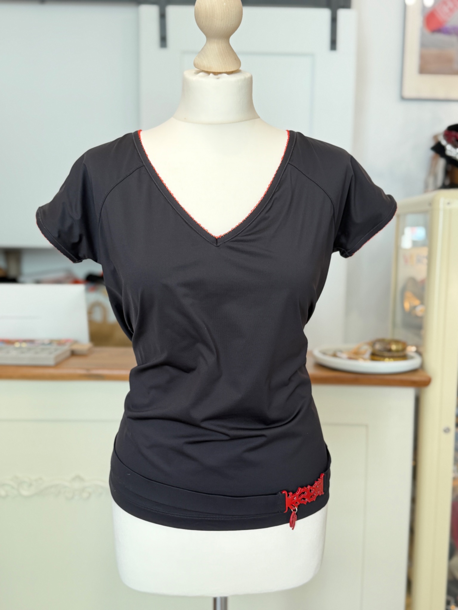 Blumarine Beachwear czarna bluzka top Made in Italy XL