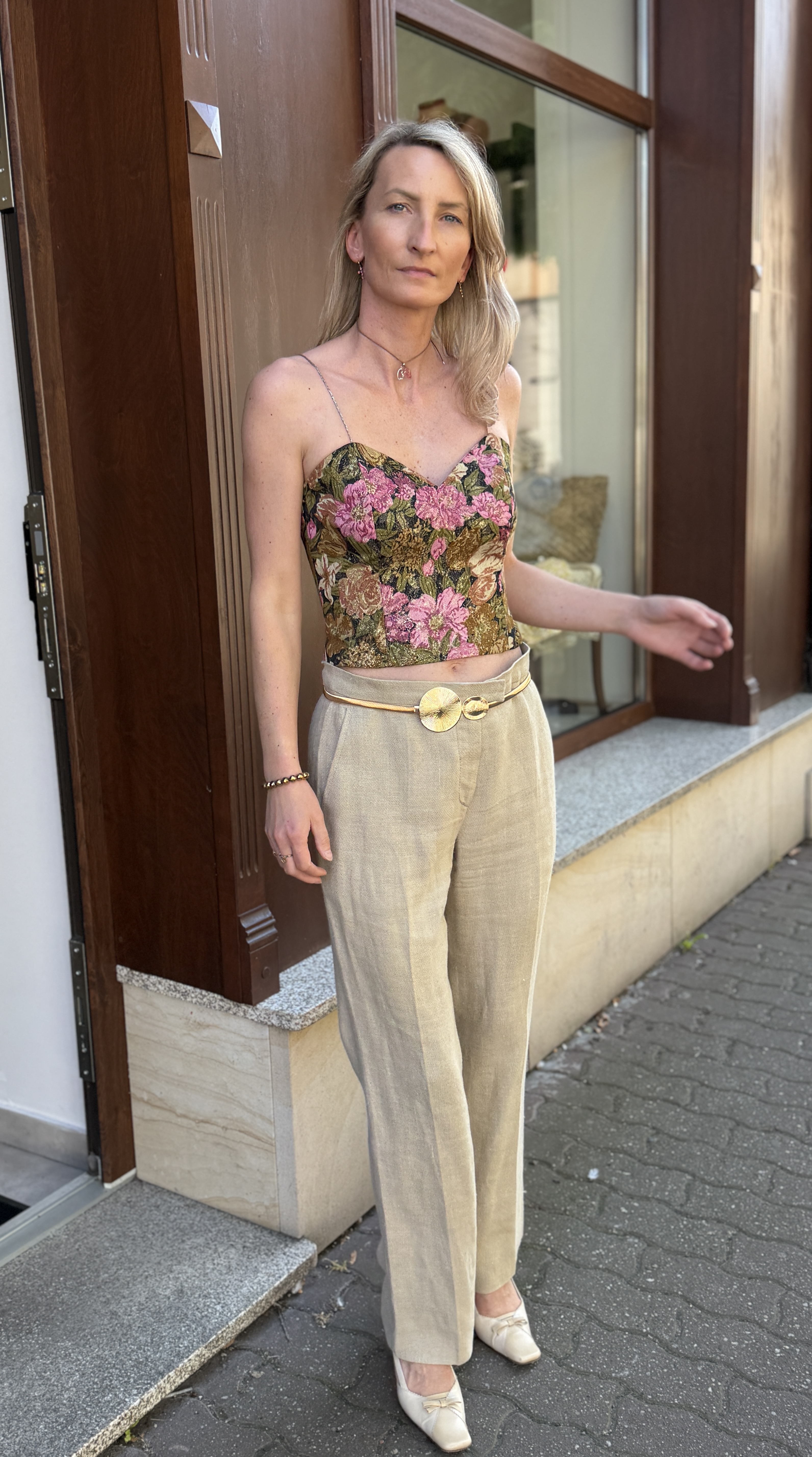Max Mara spodnie 100% len beżowe Made in Italy M L