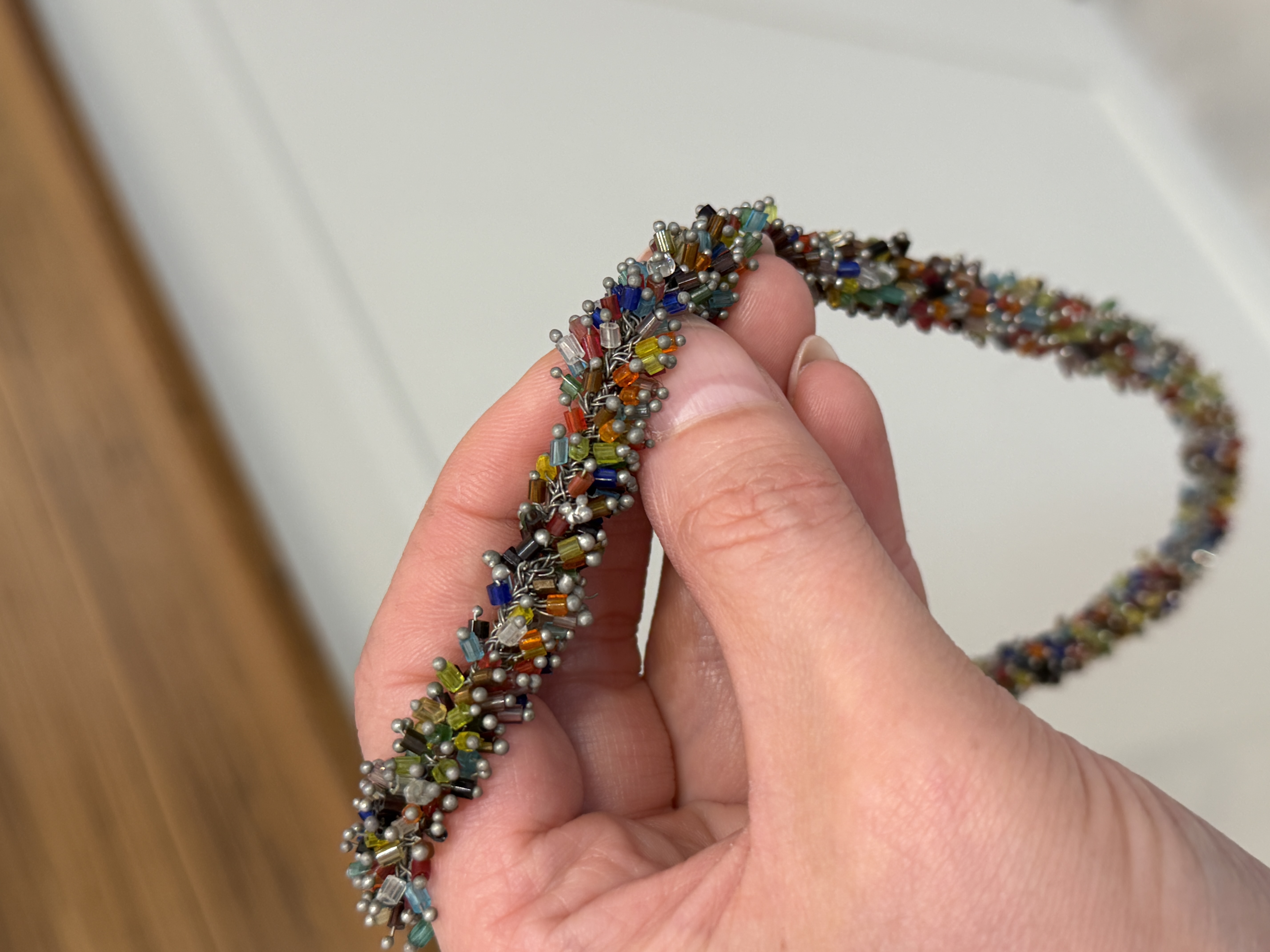 Naszyjnik vintage multicolor szklane koraliki ręcznie wykonany (5)