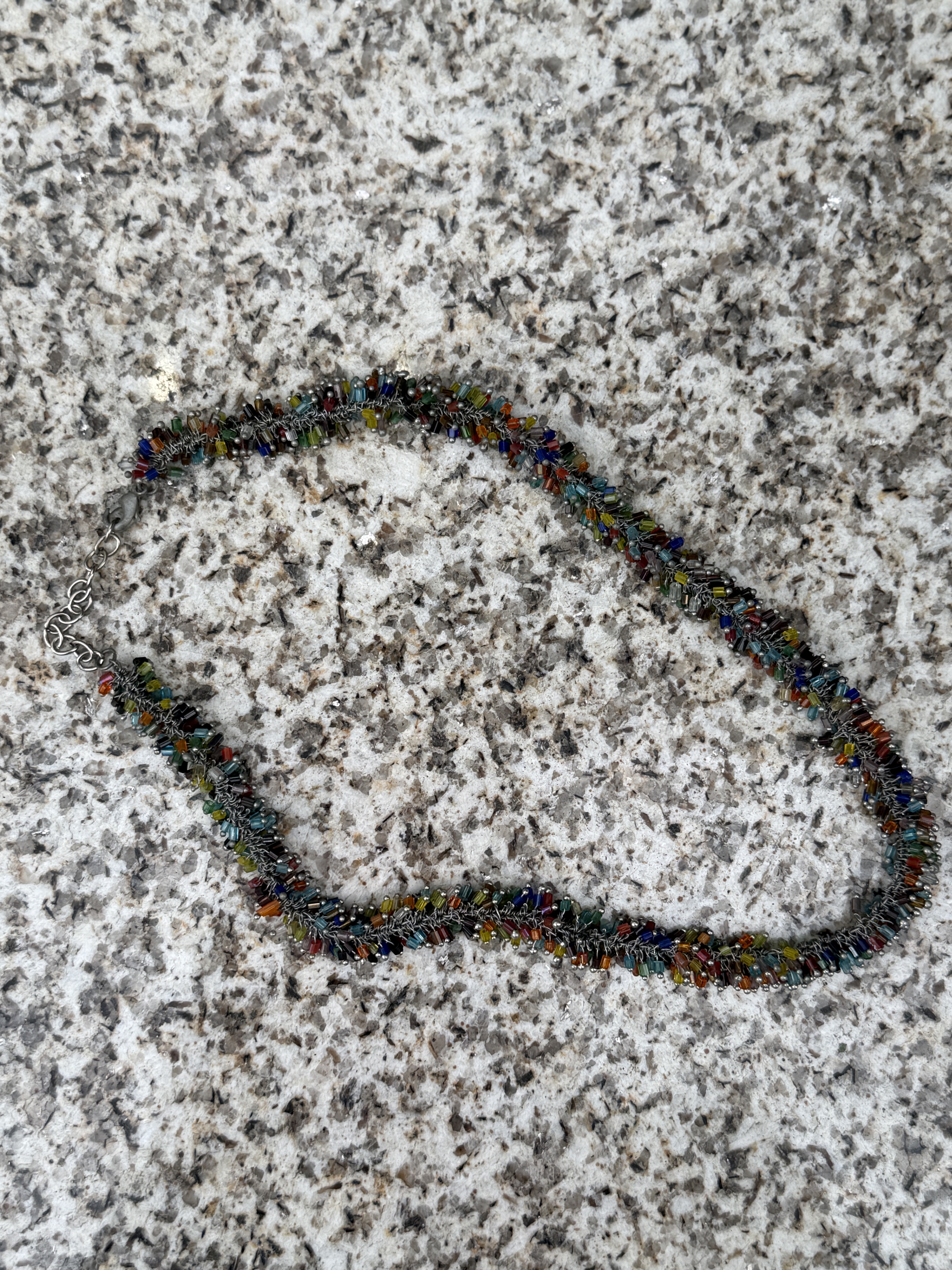 Naszyjnik vintage multicolor szklane koraliki ręcznie wykonany