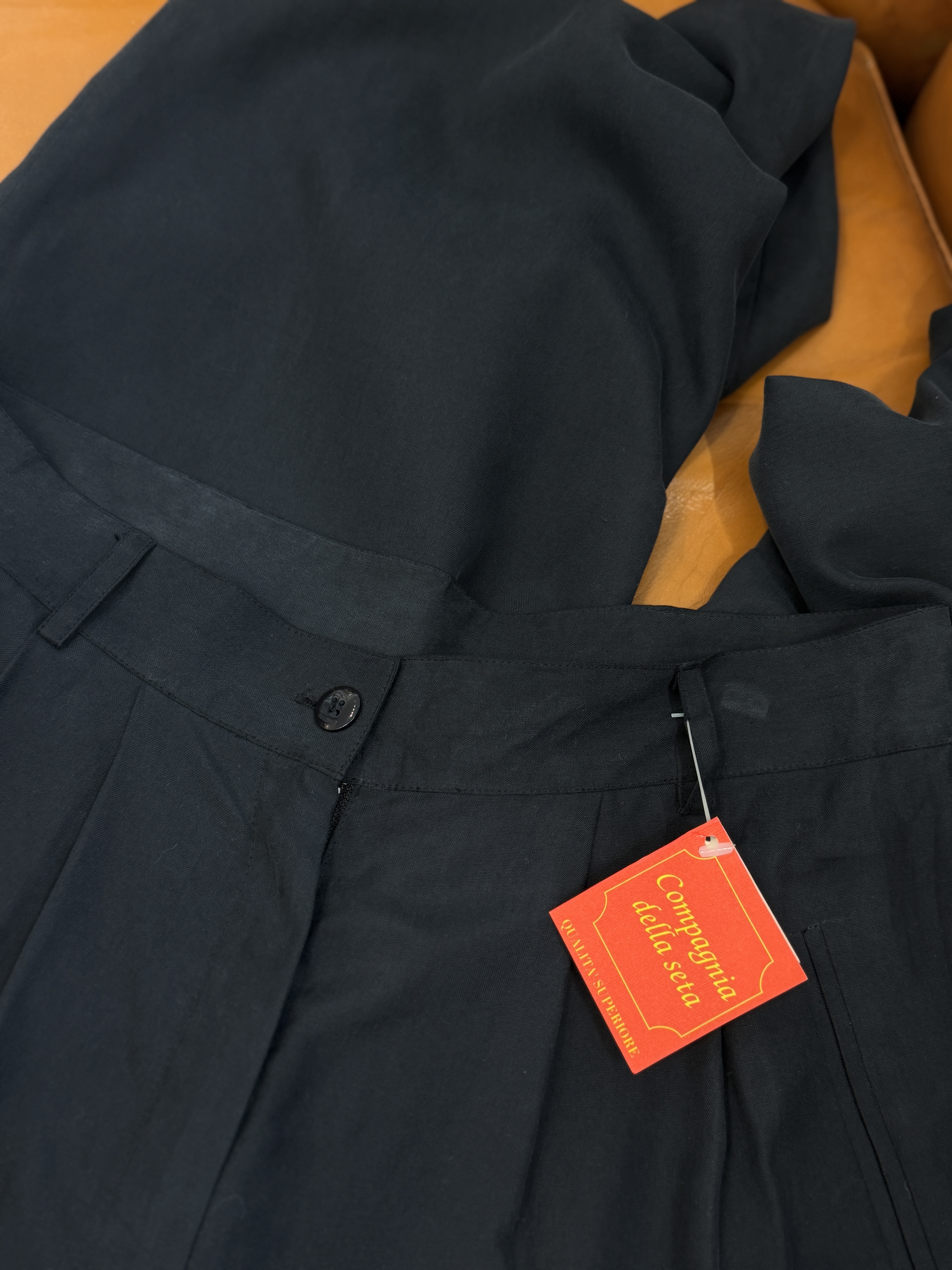 Vintage spodnie 100% jedwab wysoki stan Made in Italy nowe z metką M (5)