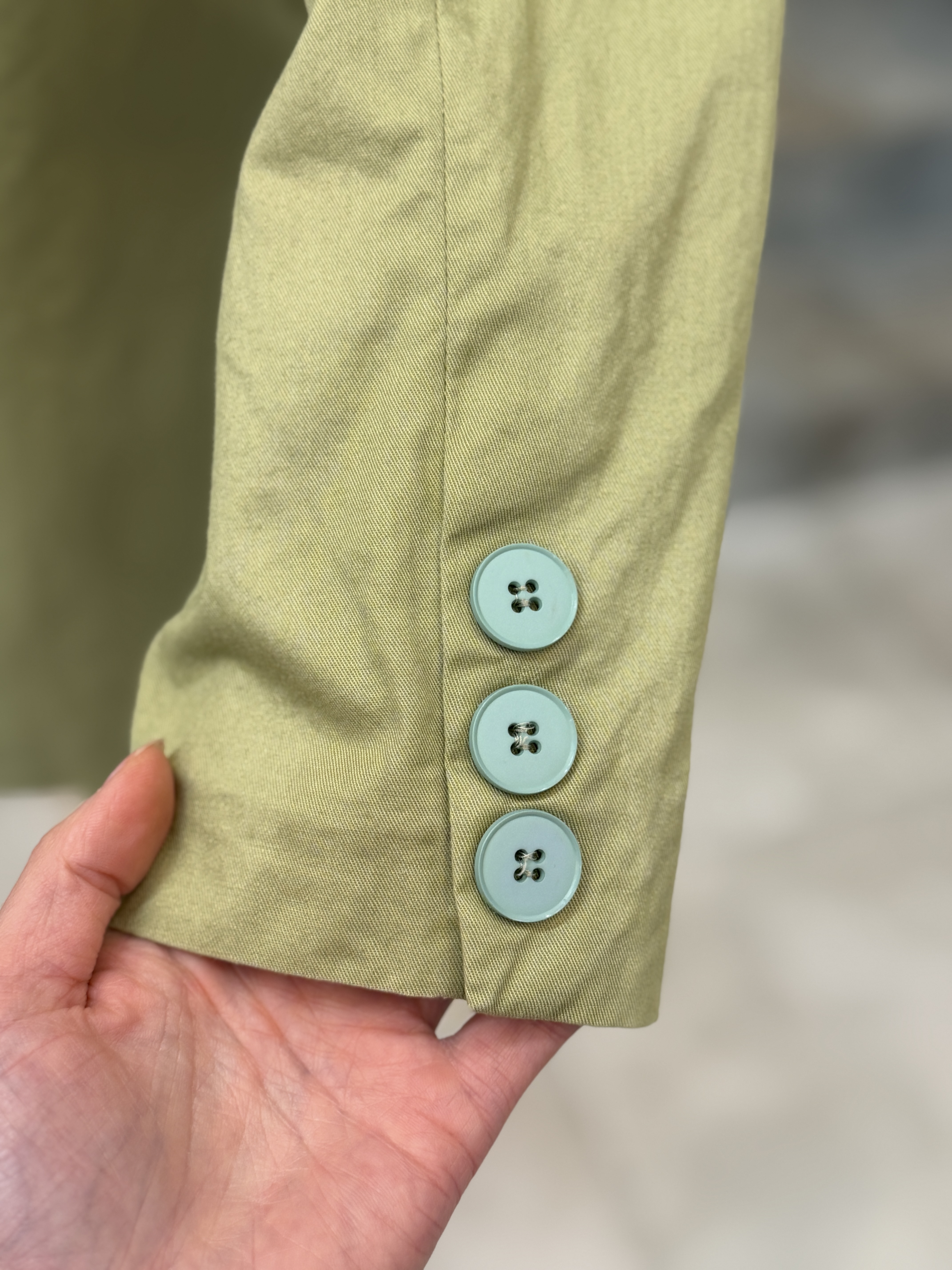 Włoska marynarka vintage oversize 100% bawełna oliwkowa dwurzędowa 42 (4)
