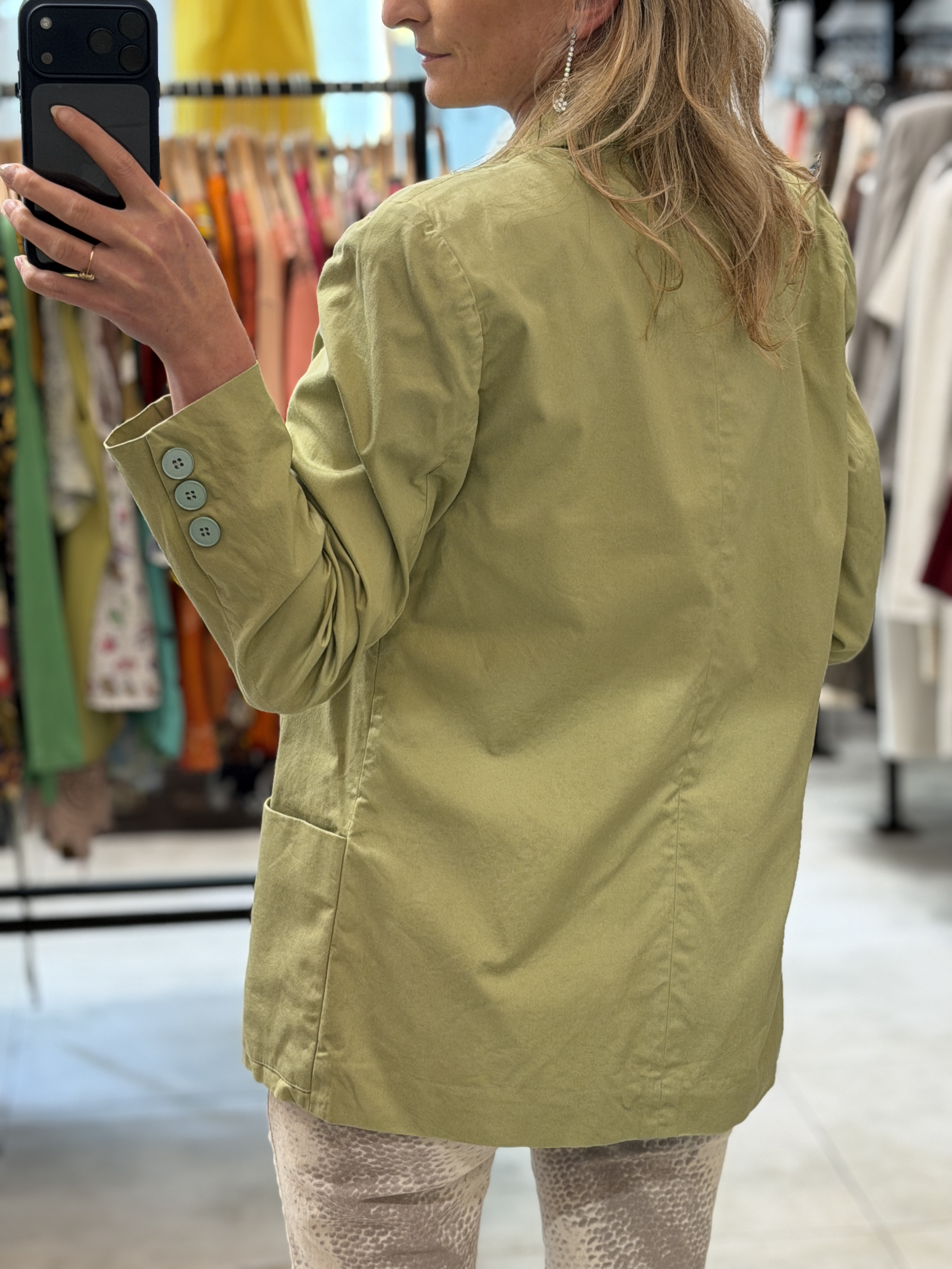 Włoska marynarka vintage oversize 100% bawełna oliwkowa dwurzędowa 42 (3)