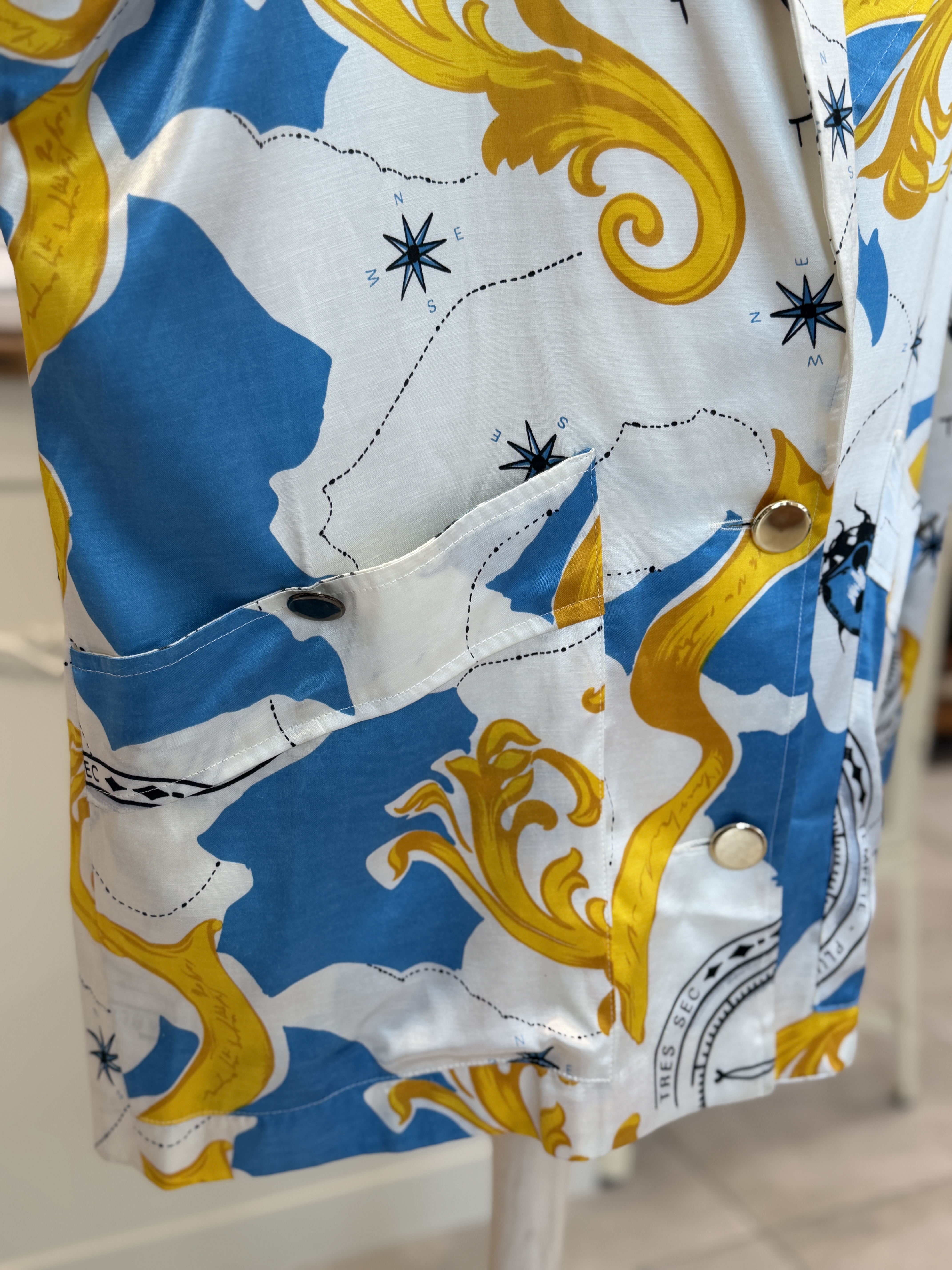 Marynarka vintage oversize satynowa artystyczny print mapa kompas barok (8)