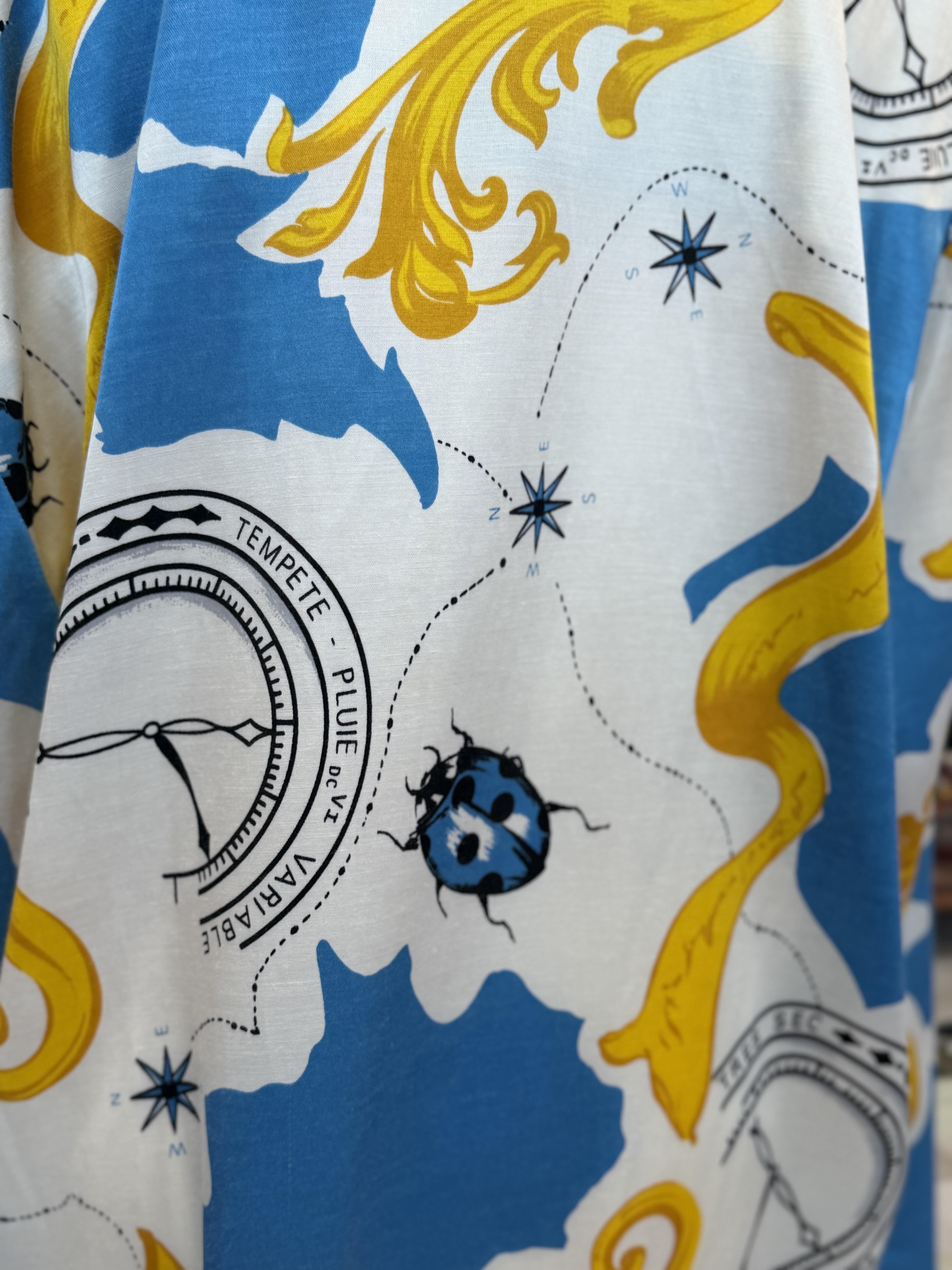 Marynarka vintage oversize satynowa artystyczny print mapa kompas barok (10)