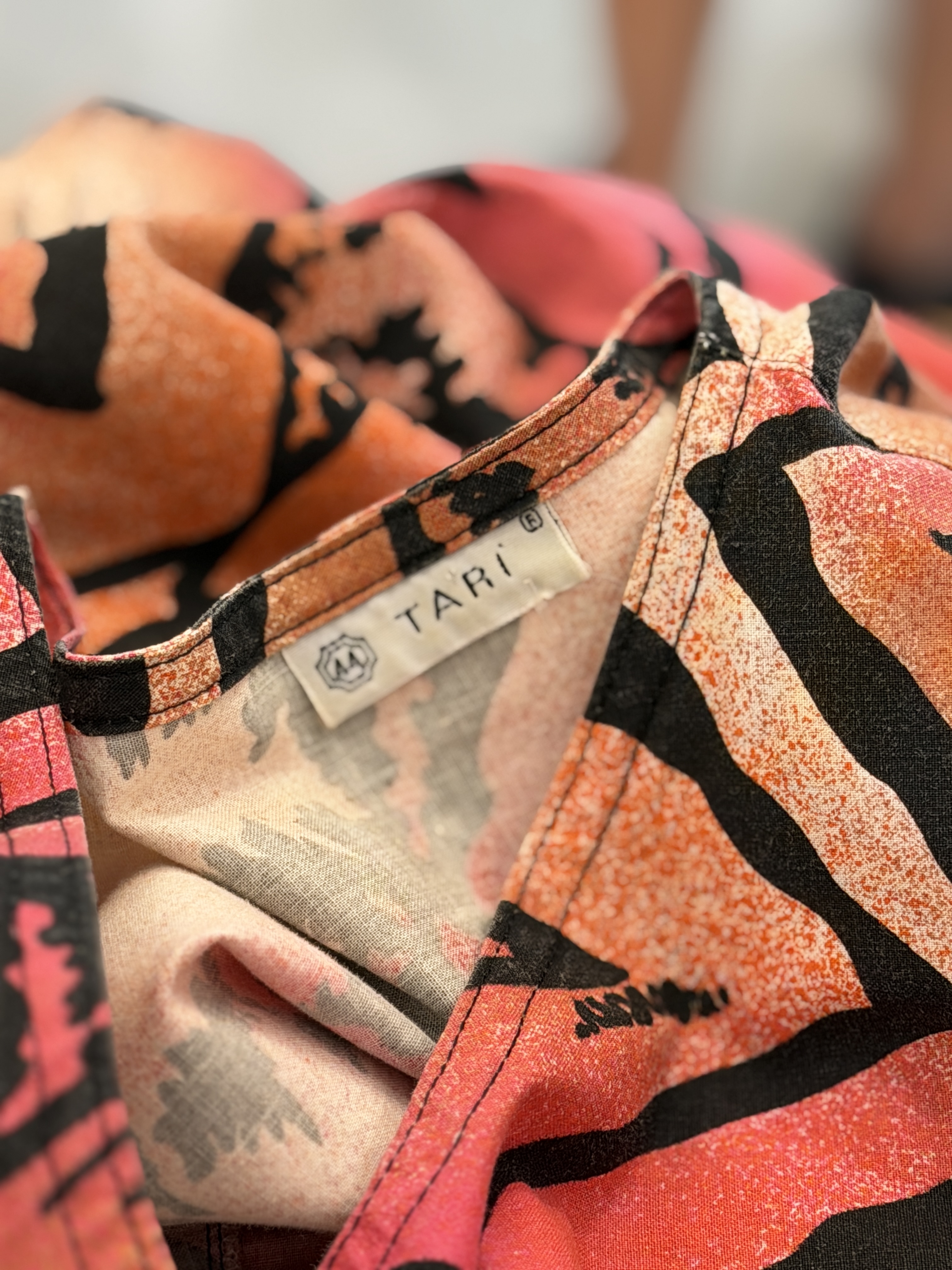 Vintage bluzka koszulowa asymetryczna artystyczny print lata 80 90 (3)