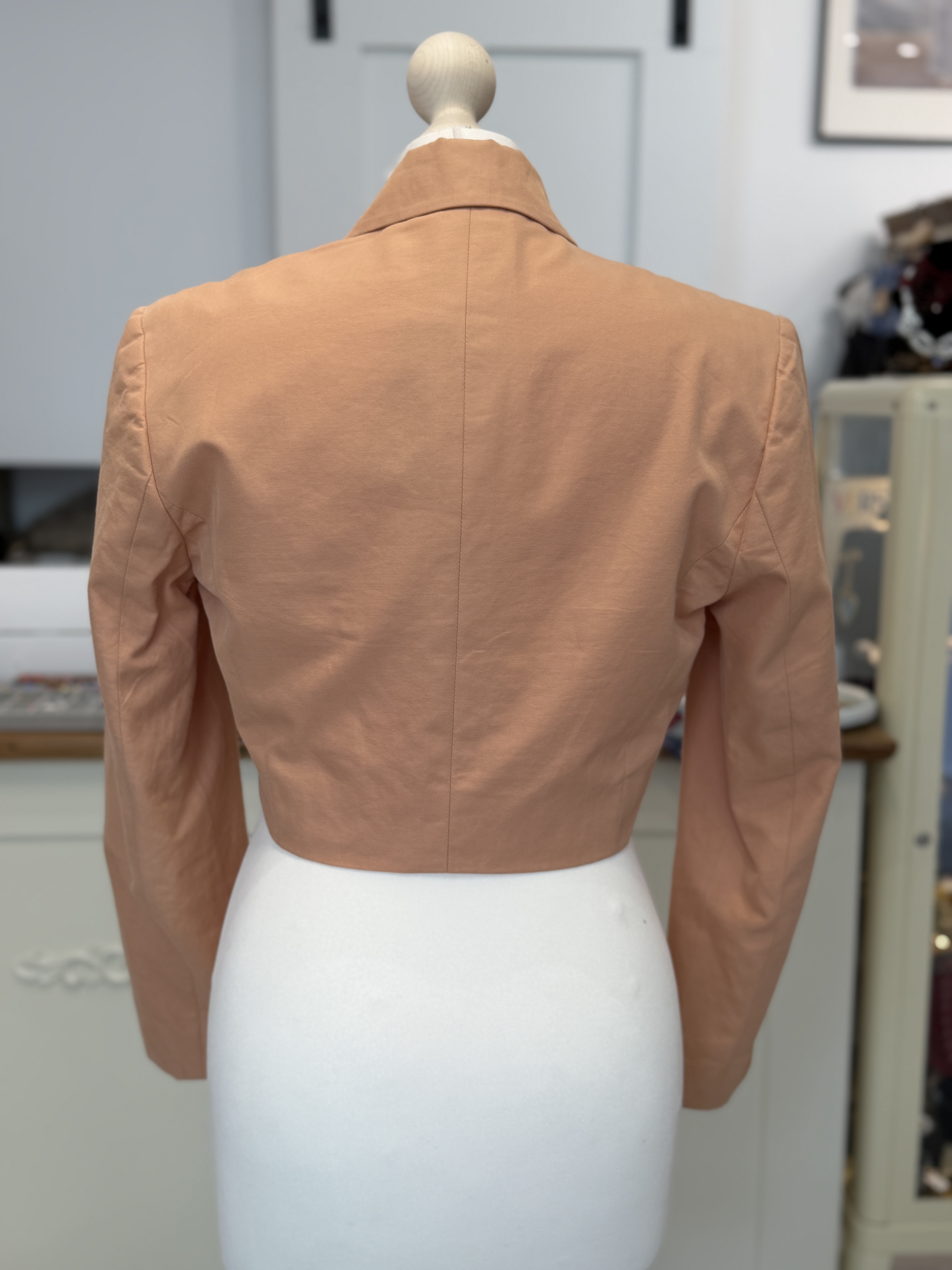 Krótki żakiet vintage bolerko łososiowy morelowy Made in Italy M (5)
